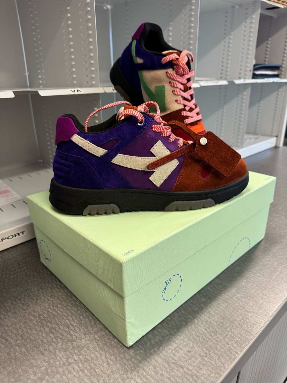 Off-White Mens Multicolor Suede Arrow Sneakers — Purple, Brown & Green - Picture 4 of 6
